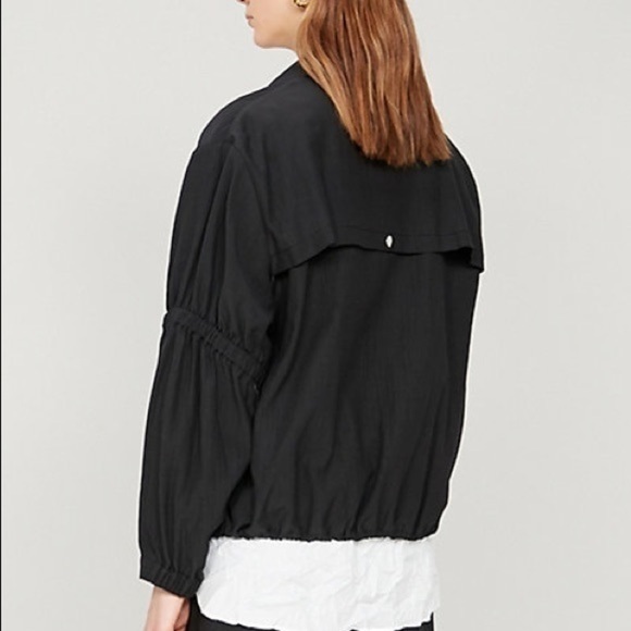 Jacket Coat 3.1 Phillip Lim Cinched ruched tiered sleeves Anorak Black size SP - Picture 7 of 8